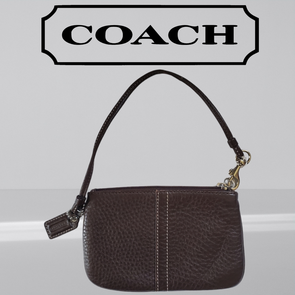 Brown Leather Coach Wristlet